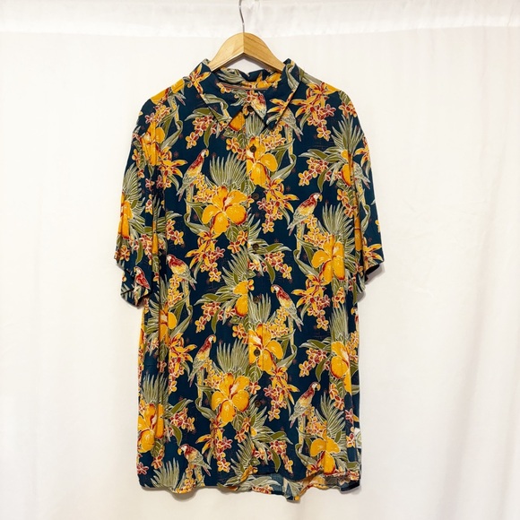 Margaritaville Other - Vintage Margaritaville Blue Parrot Floral Orange Print Button Down Shirt XXL